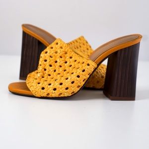Zara Summer Wooden Heeled Mules, Women’s Size 8